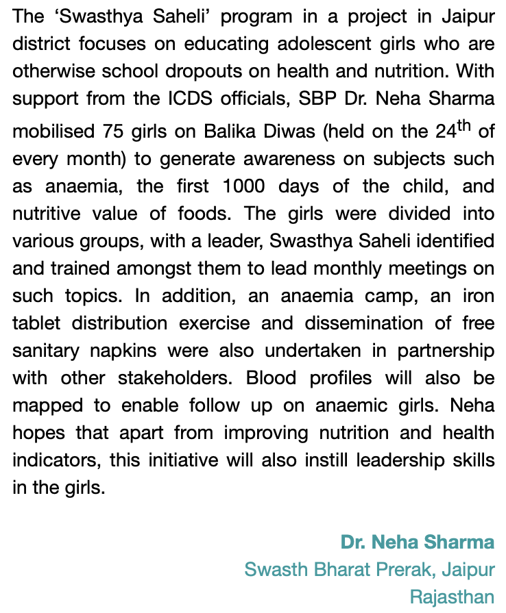 SPreraks's tweet photo. Our #ChampionOfChange from the pink city, Dr Neha Sharma is taking forward the agenda of educating school dropout adolescent girls on health and nutrition through the 'Swasthya Saheli' initiative. Her vision is to empower the girls through continuous collaborations!

@tatatrusts https://t.co/zq9ft5twOA