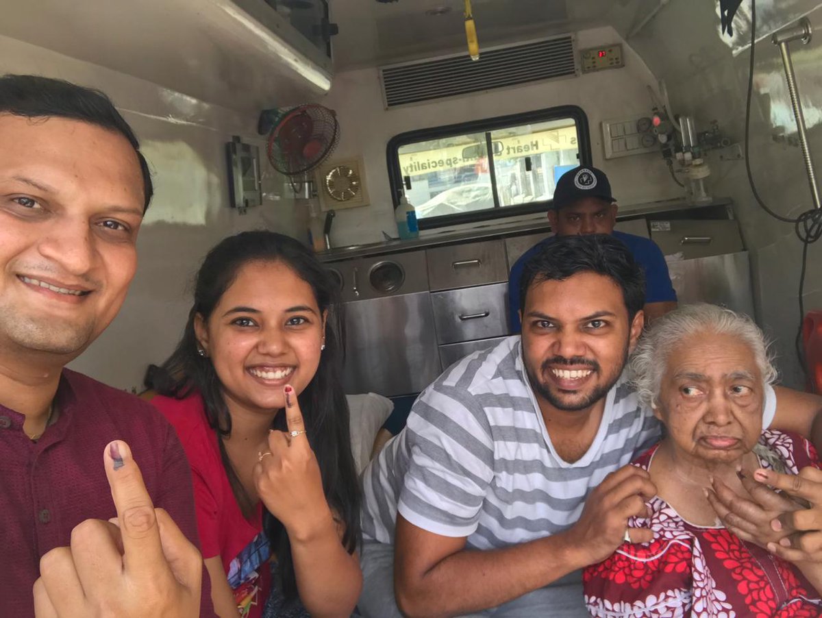 My Dadi also cast her Vote. Every Vote Counts. @narendramodi @mpvadodara @AmitShah #ElectionsWithTv9 #2019Elections Thank you Bankers Heart Hospital and staff.