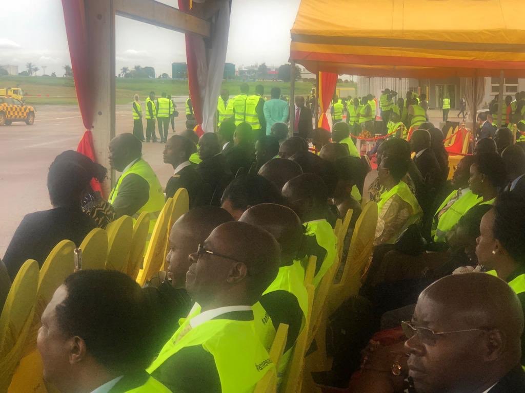 SarahBireete's tweet image. Part of the crew waiting to receive the Uganda Airlines #Bombardiers #Entebbe