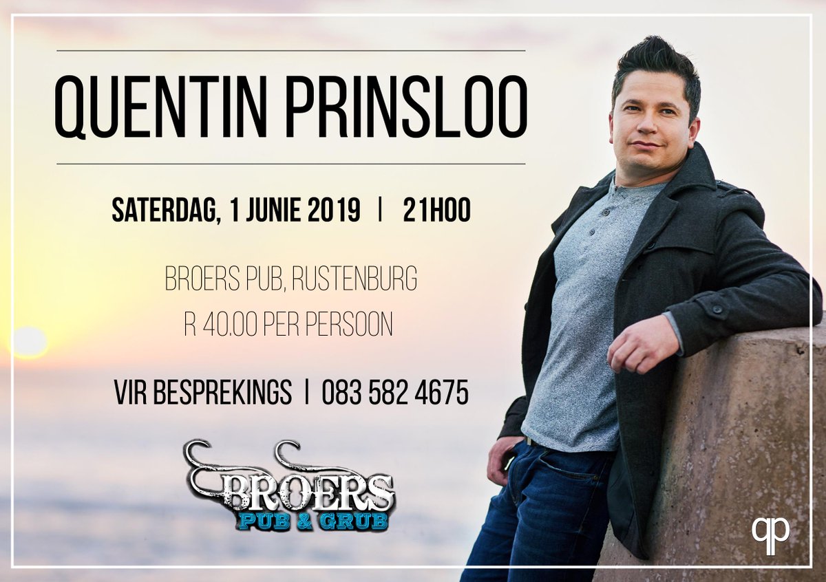 LCDesign10's tweet photo. // Facebook Design Completed //
Buy your tickets now to see @QuentinPrinsloo on Saterday 1 June 2019 - 21H00 at the Broers PubandGrub at only R40.00 per person
#LCDesign #AdvertDesign #QuentinPrinsloo https://t.co/LYJxAUy3TD