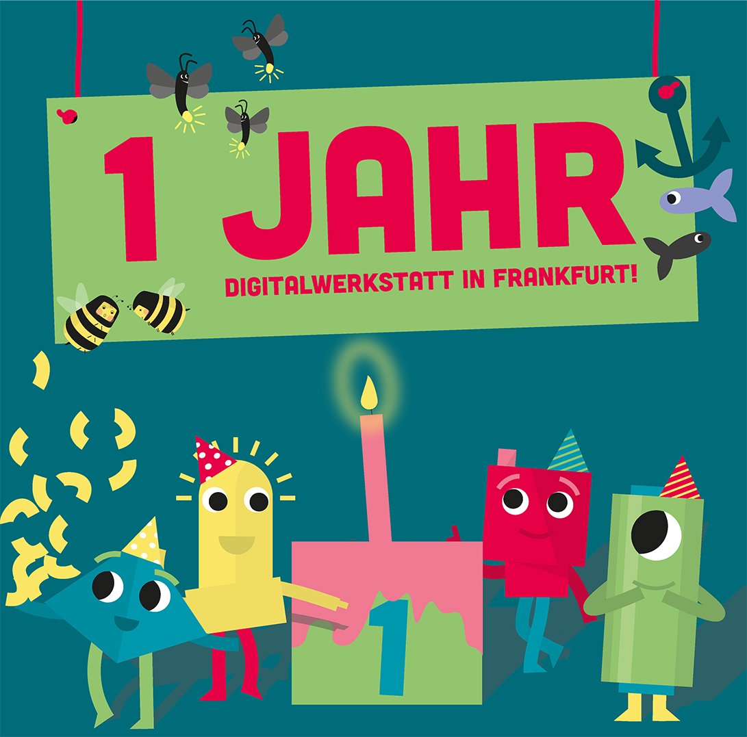 HABAdigital's tweet image. Unsere Digitalwerkstatt in #Frankfurt ist 1 geworden! Bei Facebook und Instagram wartet deshalb ein Geburtstagsgewinnspiel auf euch. Was ihr gewinnen könnt? Ein 12-Monats-Abo der #DigitalwerkstattBox &amp;amp; einen Platz im Frankfurter Feriencamp "Leben in der Zukunft". 🥳