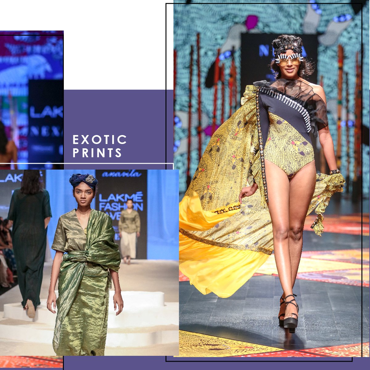 LakmeFashionWk's tweet photo. This season we spotted some exotic influences on the #LFWSR19 runway. Play up the bold prints and bright shades to stay ahead in the style game. #LFWTrends #5Daysoffashion @ILoveLakme @NexaExperience @TRESemmeIndia https://t.co/ckF3U8l8eW