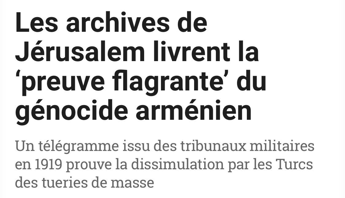 - Akçam, historien  #turc a trouvé dans la copie d’un recueil d’archives à  #Jérusalem la « preuve » incontestable attestant que l’empire ottoman a mené le  #génocide de façon préméditée de centaines de milliers d’ #Arméniens et qu’il a tenté d’en faire disparaître toute trace.