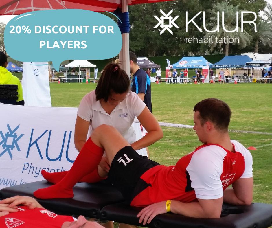 UAECorpTouch's tweet photo. Following their sterling job at the recent @super6sdubai Championships, @KuurRehab is offering 20% discount to all our league players - so get all those aches and pains sorted for good! #kuur #METouch #active #painfree #lovesport #touch #fitness #active https://t.co/umy6RMLNsU
