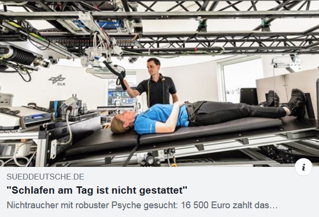 probandensuche's tweet photo. Nach welchen Kriterien werden Probandinnen und Probanden für die #Bettruhestudie vom @DLR_de ausgewählt? Womit haben sie Schwierigkeiten? Und was passiert, wenn man abbrechen will? Andrea Nitsche erzählt das im Interview mit @SZ . #duzählst #6Grad
https://t.co/B0d2OV58Hi https://t.co/JqQHO1lysv