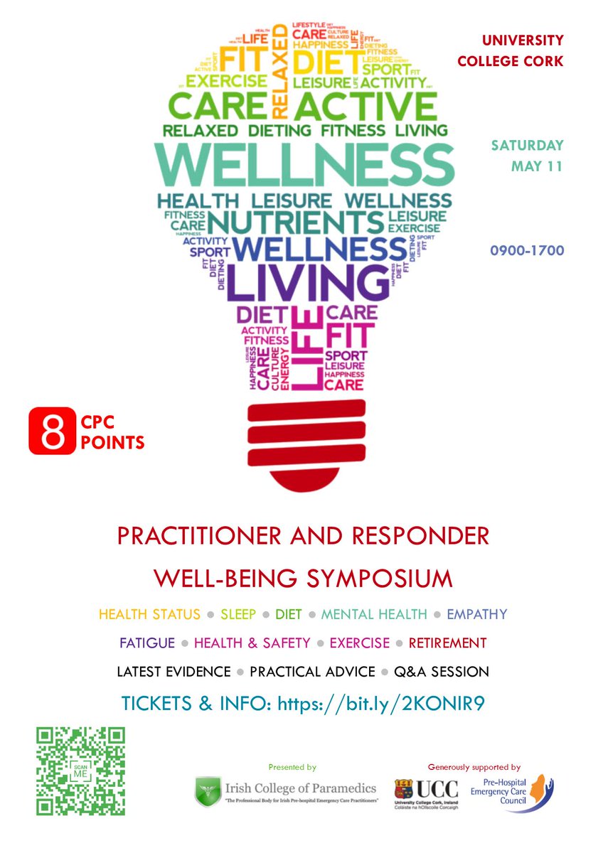 Did you know our Wellbeing Symposium on May 11th in UCC is eligible for 8 CPC points? For only 20 EUR! And, it will only cost you 10EUR if you are ICoP member, CoP UK/NI member, UCC student or participating in/volunteering at Darkness into Light events bit.ly/2KONlR9