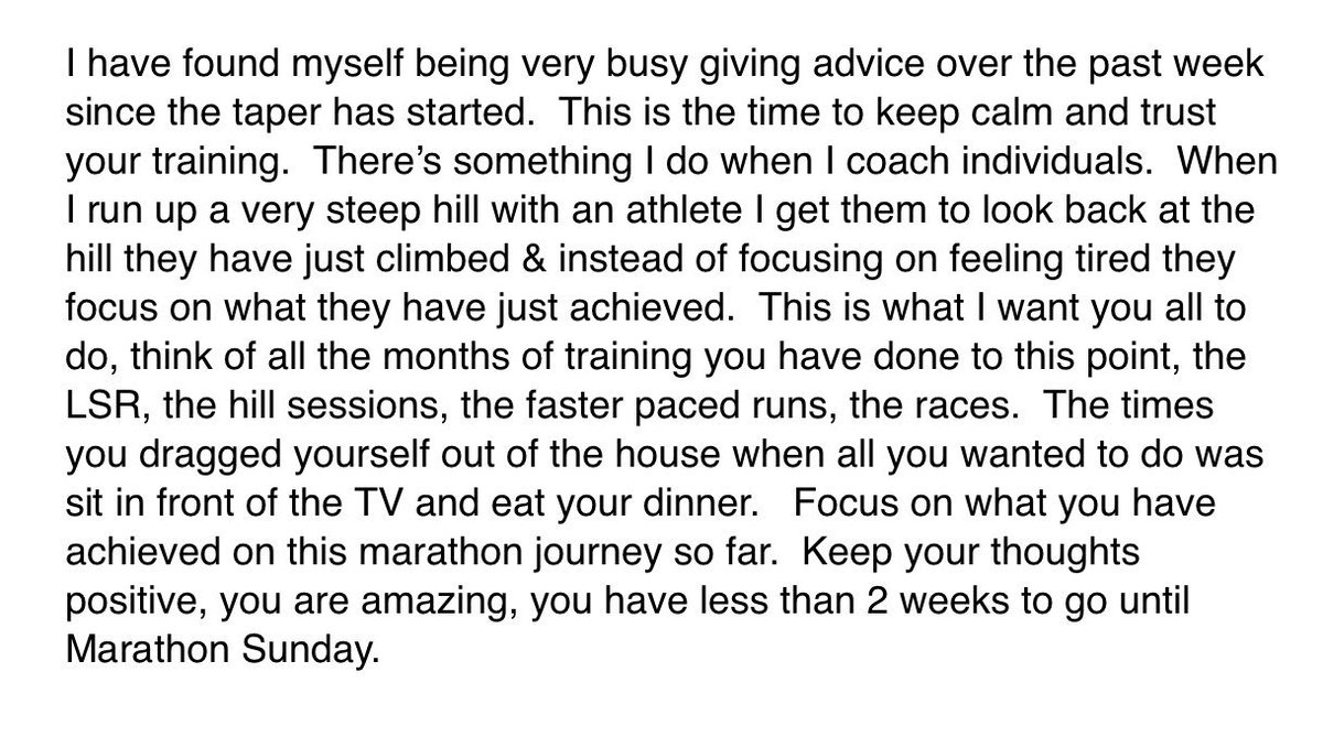 marathonbcm's tweet image. #TrainingTuesday from @KennedyRunning Official Marathon Coach for the 2019 Deep RiverRock @marathonbcm #ExperimentGroupBCM🏃‍♀️🏃🏻

I have found myself being very busy giving advice over the past week since the taper has started.  This is the time to keep calm &amp;amp; trust your training..