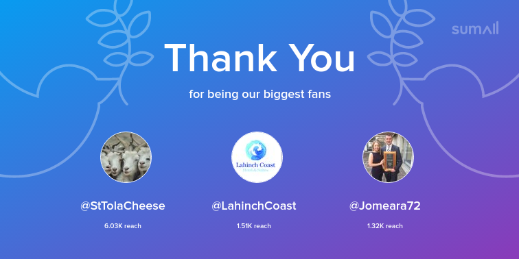 Drsusancrawford's tweet photo. Our biggest fans this week: @StTolaCheese, @LahinchCoast, @Jomeara72. Thank you! via https://t.co/rSUEXnZSAP https://t.co/RGGzlsPUmb