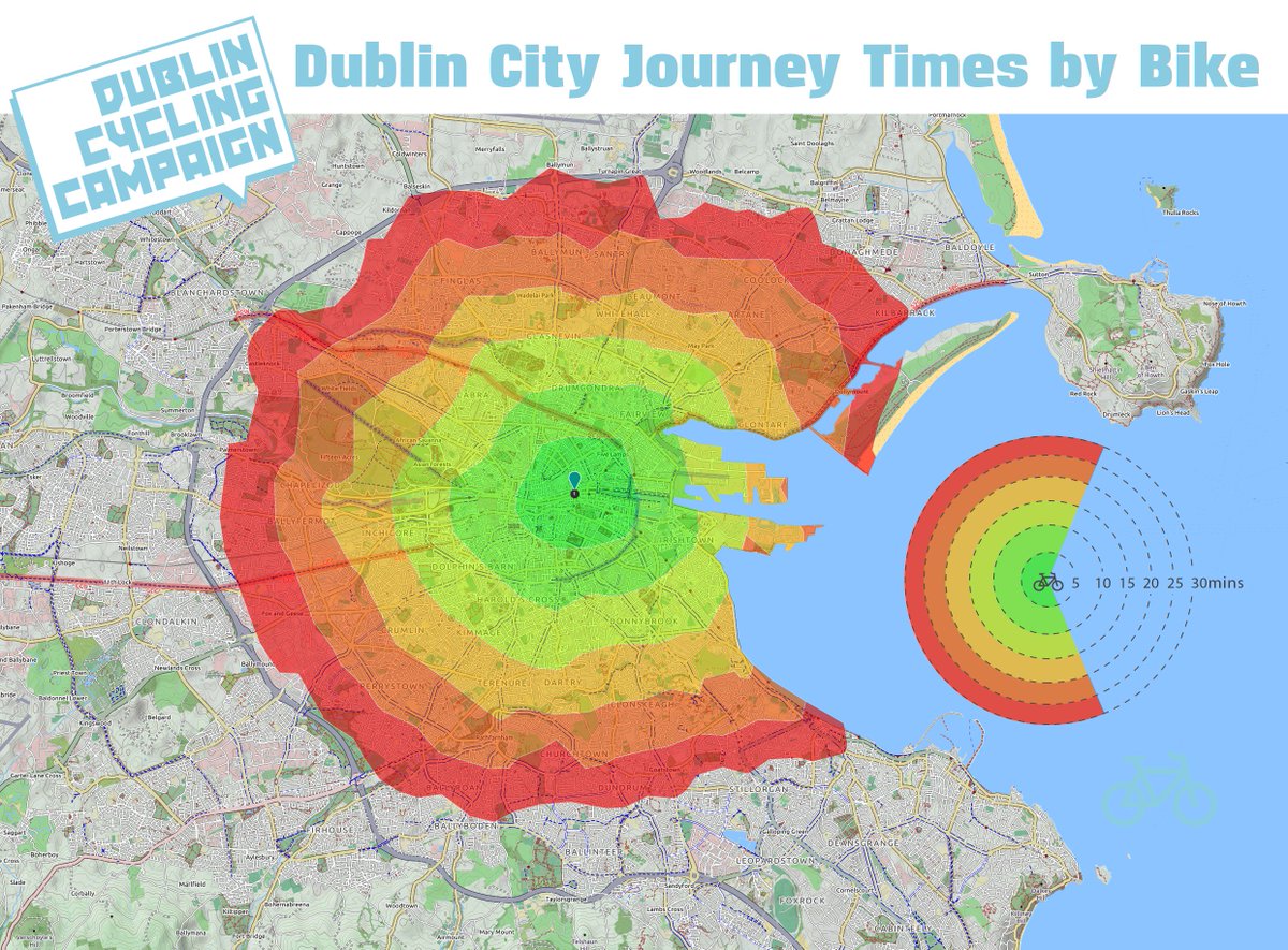 dublincycling's tweet image. Dublin has made it into the top three cities worldwide for traffic congestion! 🙌
Here's another reminder that there are very few places inside the M50 that are more than a 30 minute cycle from the city centre. #BetterByBike