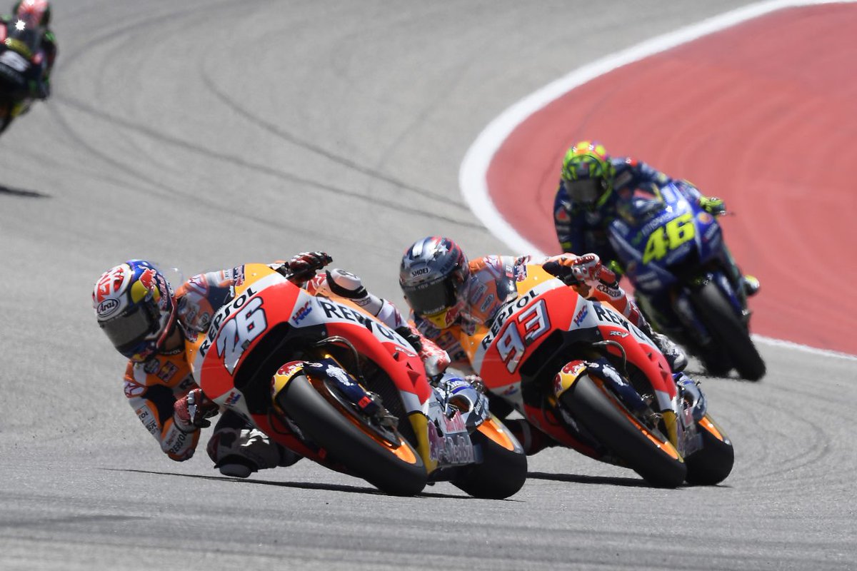 #OnThisDay in the 2017 #AmericasGP at COTA, Dani Pedrosa on Repsol Honda RC213V scored his 145th podium finish (3rd place all-time behind Rossi & Agostini).