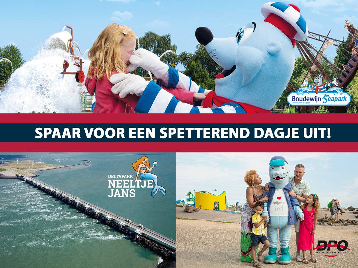 Spaar nu voor korting op tickets voor een dagje uit naar Deltapark Neeltje Jans of Boudewijn Seapark Brugge.
Bij iedere €10,- aan aankopen ontvang je (tot maximaal €40.- per transactie) één sticker voor de spaarkaart. Een volle spaarkaart bevat zes stickers. #kortingdagjeuit