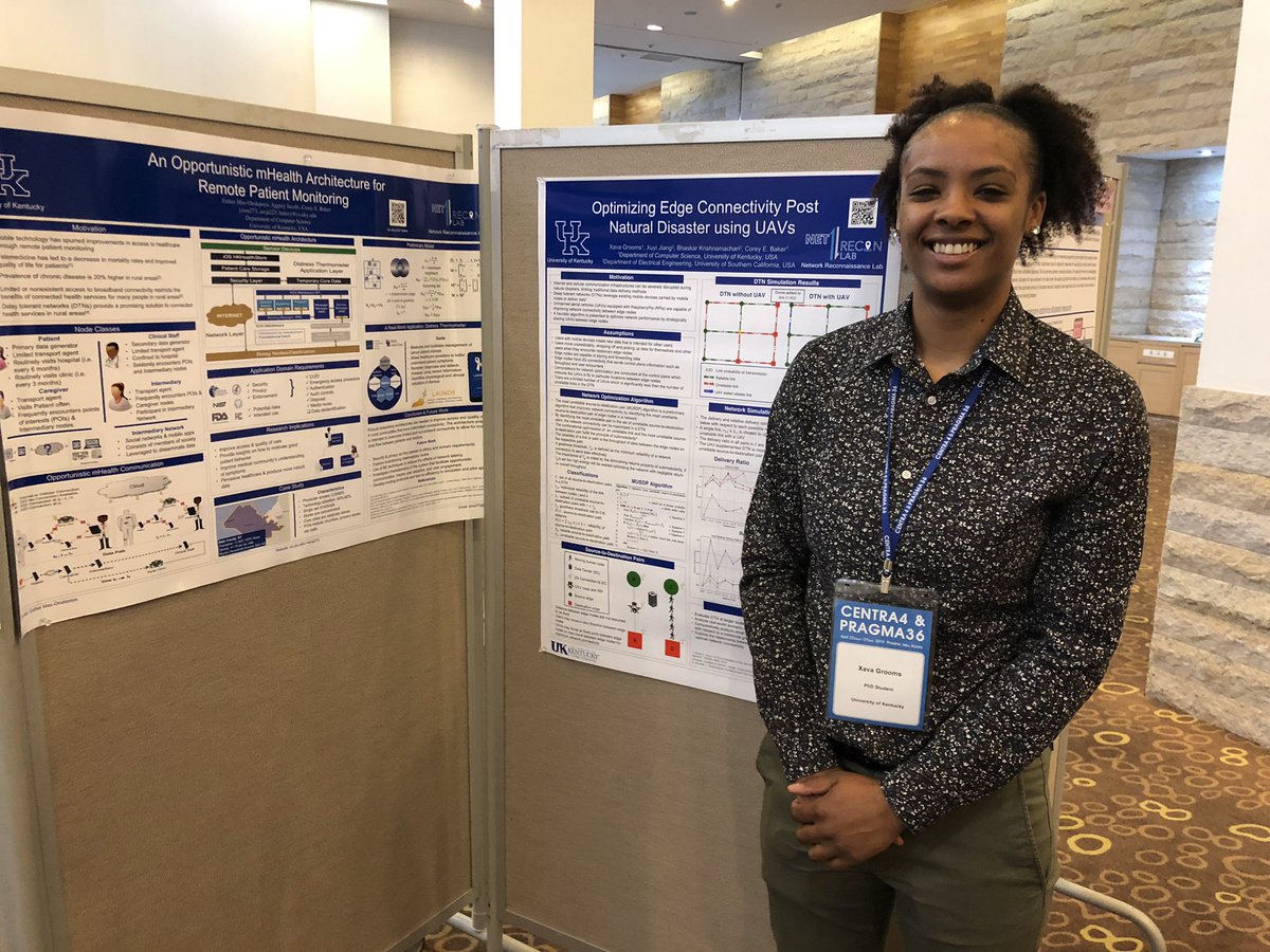 DrCoreyBaker's tweet photo. Congratulations to Xava, my PhD student, for presenting her poster, “Optimizing Edge Connectivity Post Natural Disaster,” at @GlobalCENTRA. More details here: https://t.co/xmkvW08i59 https://t.co/HWOi35Jq2x