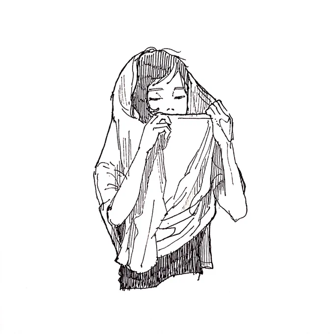シャツの後ろ前を確認する友達の絵 