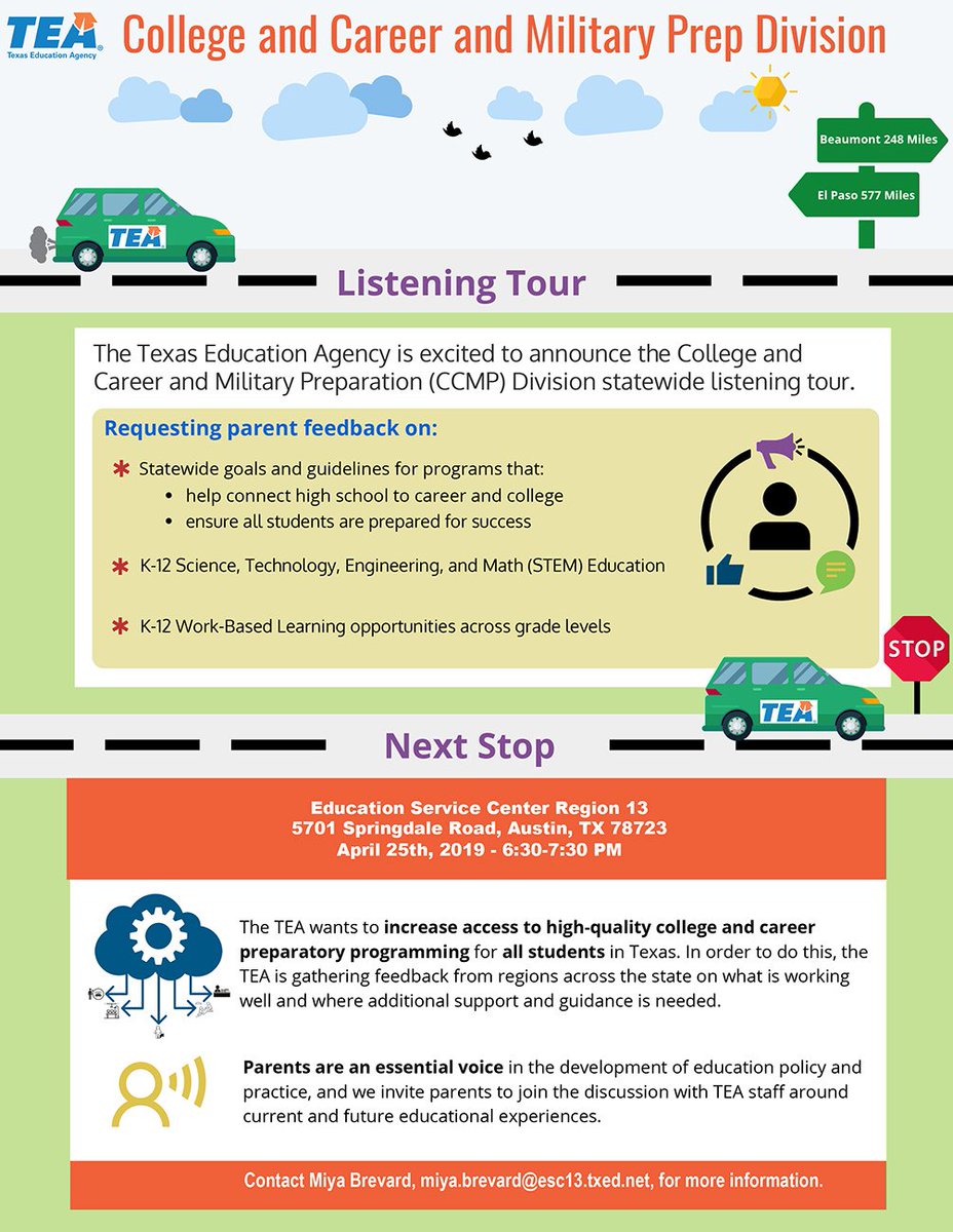 pfisd's tweet image. ICYMI ... TEA inviting parents to College and Career and Military Prep Listening Tour meeting Thursday: ow.ly/E3Jd30ooR3x