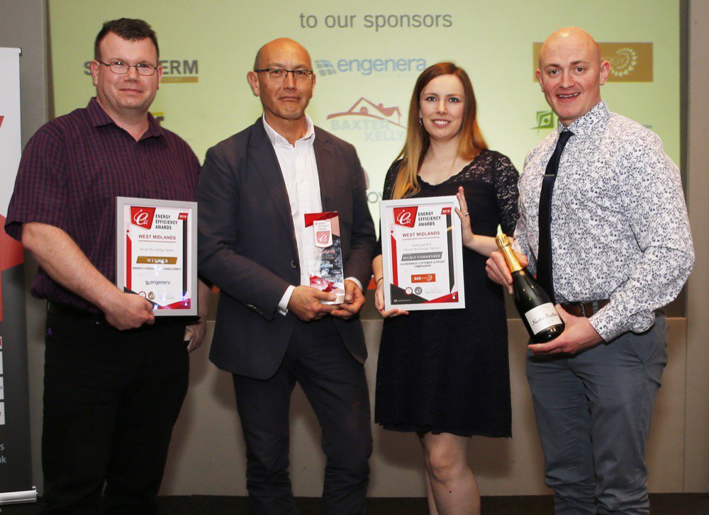 Severn_Wye's tweet photo. We had a wonderful night at the West Midlands @EEAWARDS2019 a week ago, recognised as regional Energy Consultancy of the year, and Highly Commended in the Vulnerable Customer Support category – not to mention winning a cheeky bottle of champers in the raffle! #energyefficiency https://t.co/WOzBTSlFFz