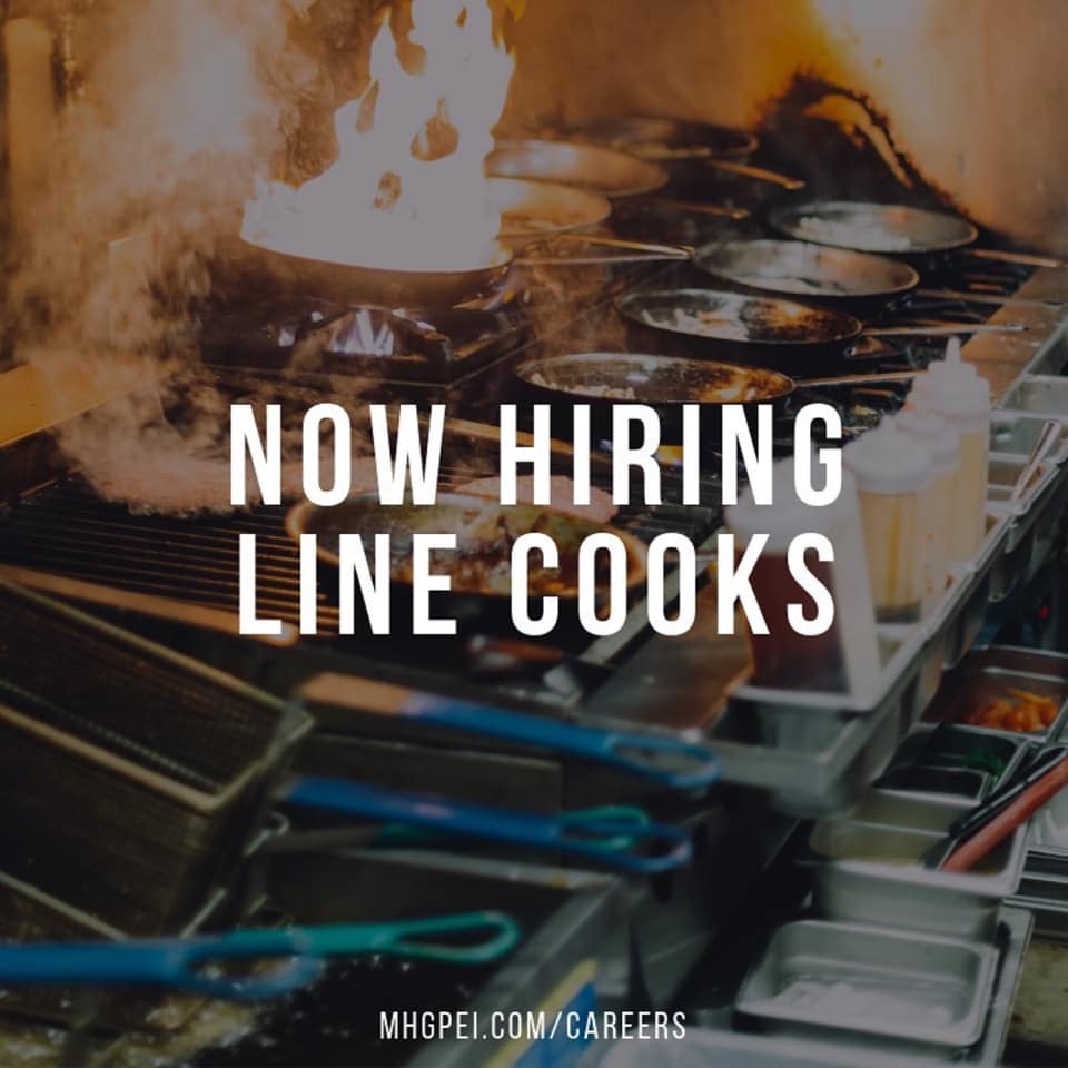 Everyone on our team has the same goal: to make sure our guests have the best experience possible and to have fun while doing it. Want to join our Gahan family and do your part to make every meal memorable? We’re looking for line cooks! Check out mhgpei.com/careers to apply