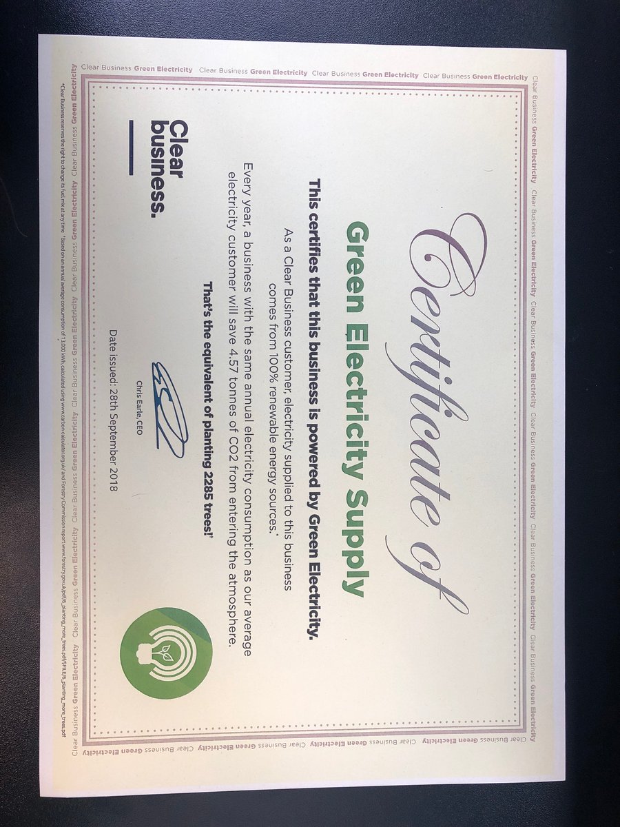 We are officially run on Green Electricity! Celebrating the usage of 100% Renewable materials, we are displaying this certificate in our office! We hope a lot more companies take this route to help the planet. #greenenergy