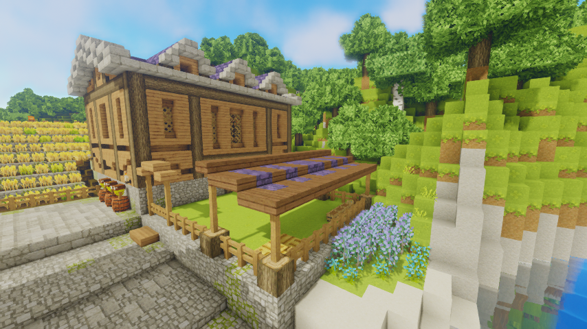 Roki_ROARS's tweet photo. 民家一軒、畜舎一軒、畑、子供の遊び場を追加（・ワ・）
#minecraft
#Mizunos16craft 
#photonia https://t.co/GtJXc3tcsU