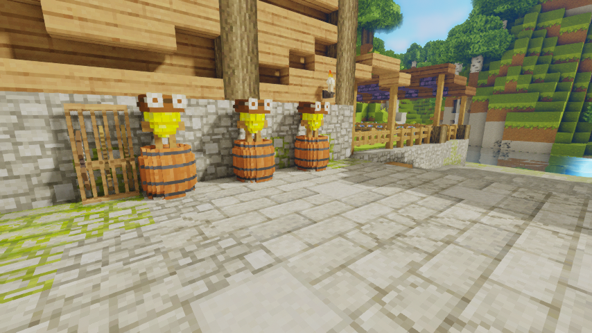 Roki_ROARS's tweet photo. 民家一軒、畜舎一軒、畑、子供の遊び場を追加（・ワ・）
#minecraft
#Mizunos16craft 
#photonia https://t.co/GtJXc3tcsU