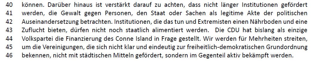 RomanGrabolle's tweet photo. Gegen der Lieblingsfeind an zwei Stellen: "So genannte Kulturzentren, die vornehmlich politisch extreme Aktivitäten unterstützen und fördern, wie es in der Vergangenheit durch das #ConneIsland geschah, sollten aus Sicht der Leipziger CDU keine städtische Förderung mehr erhalten." https://t.co/583q1YJxkK