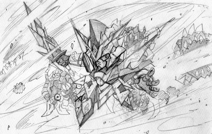 SDガンダムが結構好評なようなので、調子に乗ってラフをもう一枚。
鏡の世界に引きずり込まれた嵐虎騎士ブイツー閣下。
バイタラ「僕と契約して幻魔皇帝になってよ」 