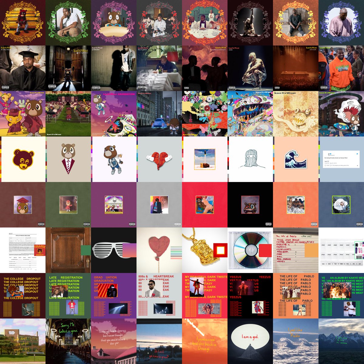 trashproducer's tweet image. Every album cover in the style of every album cover
