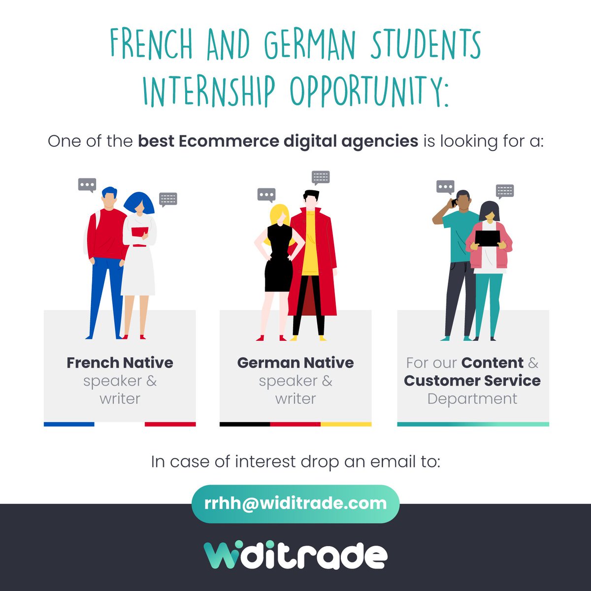 widitrade's tweet photo. We’re looking for a French Native speaker and writer & German Native speaker and writer, for our Content & Customer Service Department!!! 🇫🇷 🇩🇪
#job #content #ecommerce #perfomance #mediabuying #onlinesale #headquarters #widitrade #office #dropshipping #customerservice https://t.co/2KfuzzNSW6