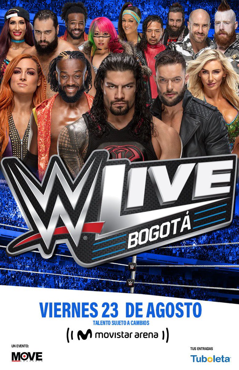 moveconcertsco's tweet photo. ¡La WWE llega por primera vez a Colombia! 23 de Agosto en el Movistar Arena ¿Aceptas el reto? #WWELiveBogotá https://t.co/pu3M1q8m3O
