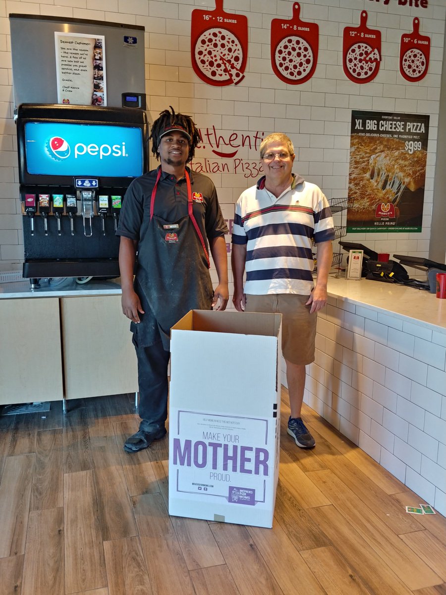 Very proud of our community! New partner stepping up for #MoversForMoms. Thank you Marcos Pizza in College Road #Ocala for coming on board and helping moms in need 💜