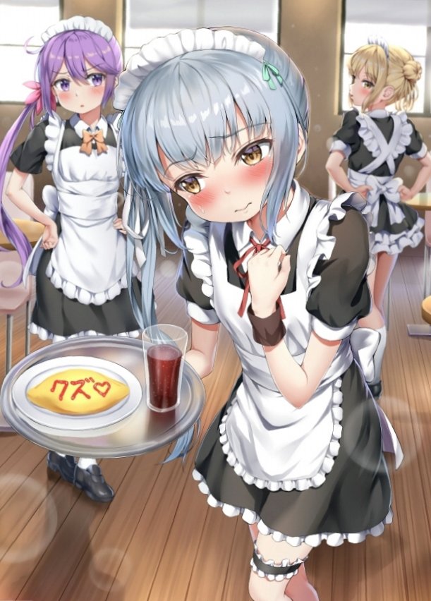Makotosama_85's tweet photo. Tsundere Maid Cafe #Kasumi #Michishio #Akebono #Kancolle #KantaiCollection https://t.co/Sw0JSLeJR7