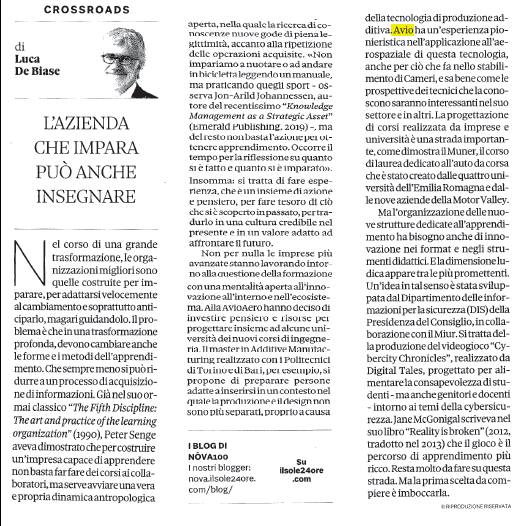 AvioAero's tweet photo. Il cambiamento va anticipato e guidato mentre la formazione deve andare verso nuovi metodi di apprendimento
@lucadebiase ha sottolineato su @sole24ore il nostro impegno in campo didattico. #additiveaddicted #Torino #Bari #Cameri https://t.co/axae8NHx7m