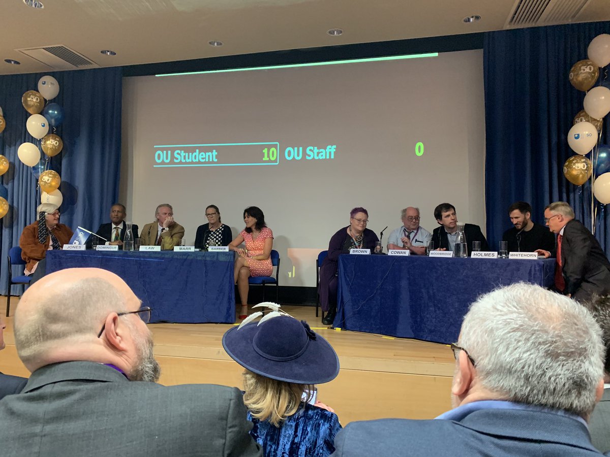 smudge79's tweet photo. Kicking off the OU 50th birthday celebrations with a special edition of #UniversityChallenge - it’s #OUStudents vs #OUStaff ... COME ON STUDENTS!!! 👏🏻 #OU50 https://t.co/5CHavBjVhB