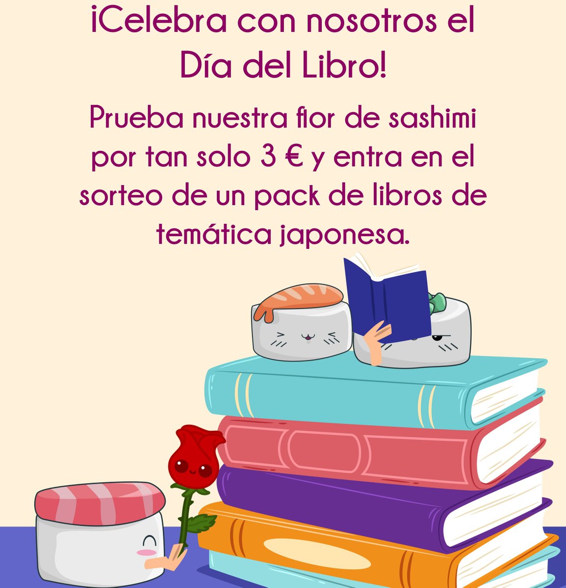 ¡Feliz Día del Libro 2019! En un día tan especial como hoy... ¡la lectura es nuestro mejor regalo! Hasta el 28 de abril, participa en el sorteo de un pack de libros japoneses, y disfruta de una deliciosa rosa de #SantJordi por 3€ más en tu pedido. 
#SORTEO #DíaDelLibro #japanese