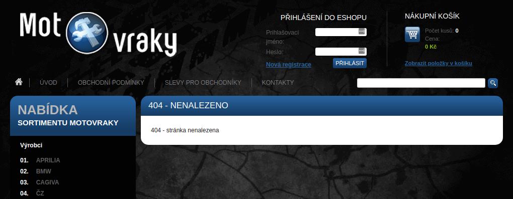 Nejlepší místo pro stavový kód 404 je hlavní stránka! motovraky.cz #chyba404 #czseo #seocz