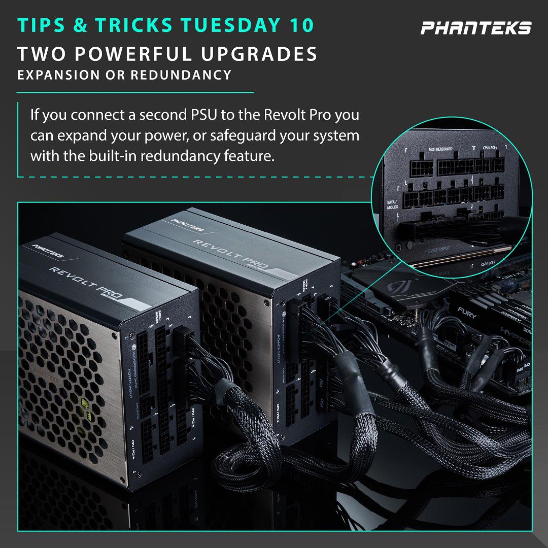 Phanteks's tweet photo. The Revolt Pro allows you to connect a secondary power supply to provide an increased power output or redundancy to protect your data from power failure. Future proof your build with the Revolt Pro.
For more information visit:
https://t.co/FUshiZq78Y
#phanteks #revoltpro #p600s https://t.co/Y09F5uLyCO
