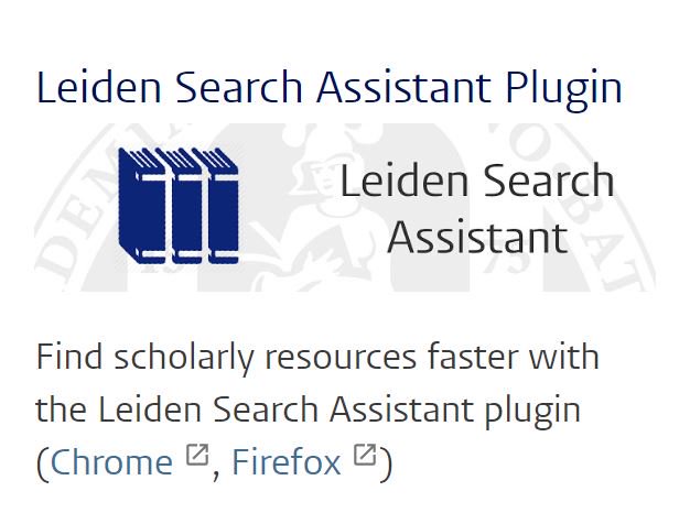 Maak het jezelf niet te moeilijk. Zoeken naar literatuur in de catalogus of databases <a href="/UniLeiden/">Universiteit Leiden</a> is veel sneller en makkelijker met de Leiden Search Assistant Plugin. Altijd in twee clicks bij jouw wetenschappelijke bron met onze Chrome/Firefox plugin: bit.ly/2utJGNM