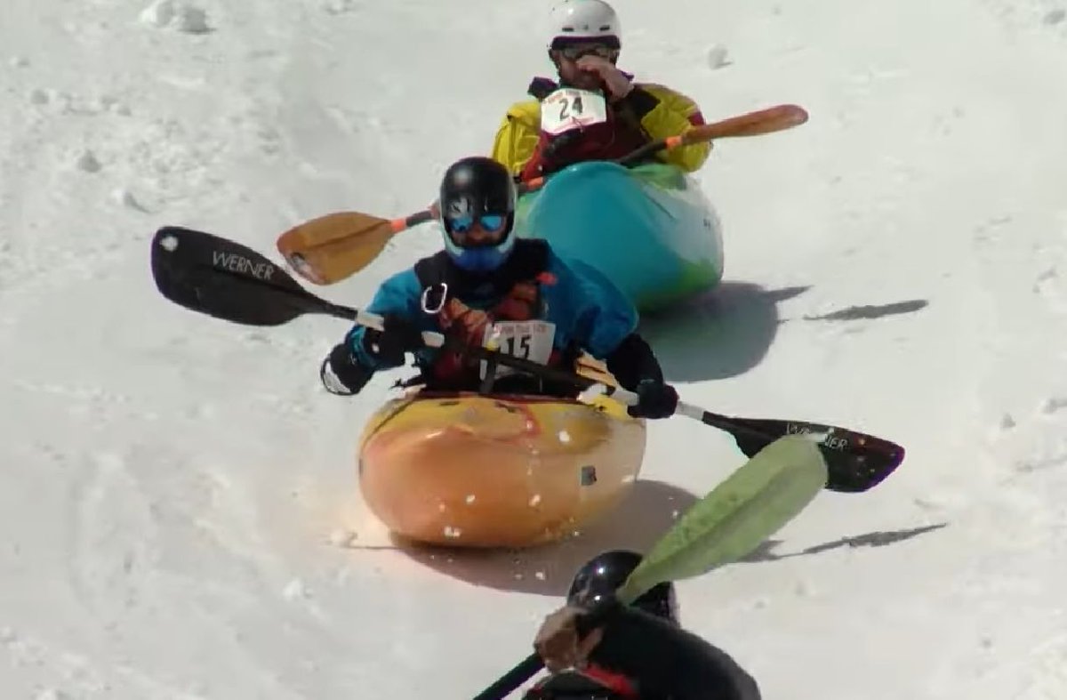 planetski's tweet photo. Kayak racing. On snow. Would you? Watch the video and decide. https://t.co/M3MKpleKaT
#KayaksOnSnow #skiingsecrets @MonarchMountain #Colorado https://t.co/eLi8ksRwdP