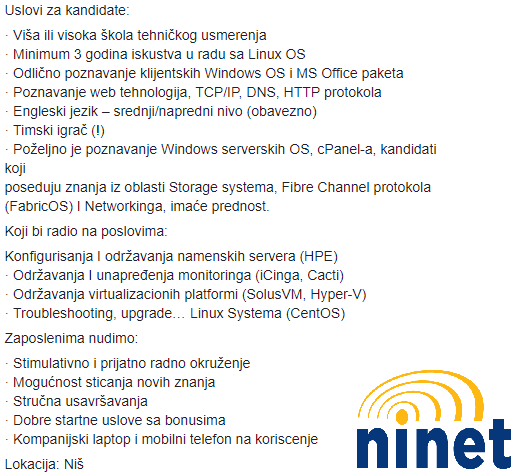 NinetHosting's tweet photo. Prijave na hr@ninet.rs https://t.co/3DwNkVp4zl
