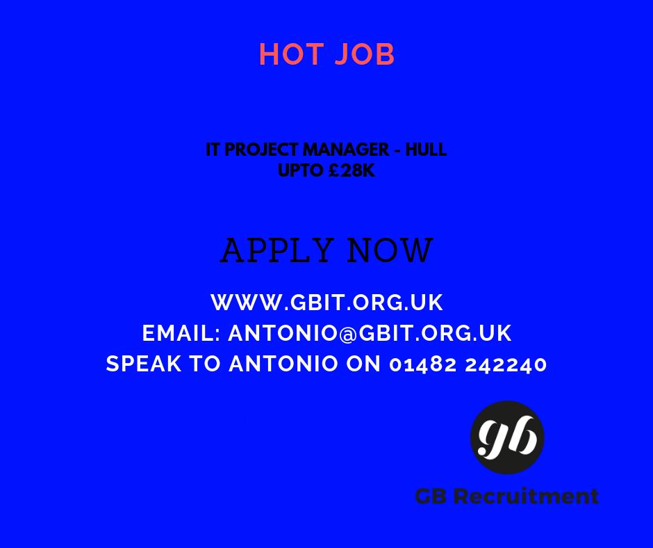 🚨🚨HOT JOB ALERT🚨🚨 We are recruiting for an experienced IT Project Manager in Hull. Working for a progressive well established company in Hull. Apply Today 👉 gbit.org.uk/vacancies/it-p… #ITJobs #ITProjectManager #ITCareer
