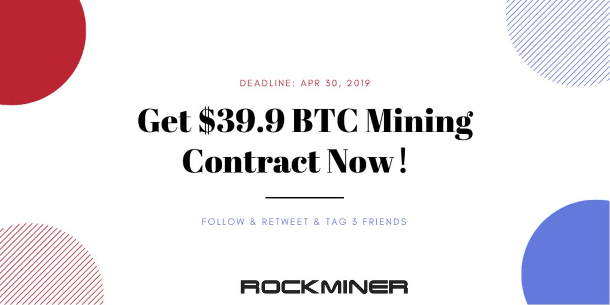 RockMinerInc's tweet photo. 1000GHS S15 BTC Mining Contract Giveaway, which is worth $39.9. Start earning $0.21 everyday with this contract. We will choose 3 winners randomly.
Deadline: Apr 30th
Rules: 
✅Follow us 
✅Retweet and tag 3 friends
 
Fill form for award distribution:
https://t.co/aCmrg5GjzG https://t.co/v3ukZTArPa