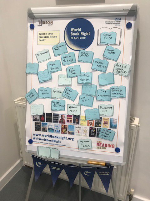 esthLISeducat's tweet photo. Thanks @stenhouse_lib for swapping some of your @WorldBookNight books with us. How are your celebrations going today? Lots of nurses and matrons have been enjoying sharing the joy of reading by receiving a book and adding to our #graffitiboard. @epsom_sthelier @pippaking3 https://t.co/trLz9xrSrZ