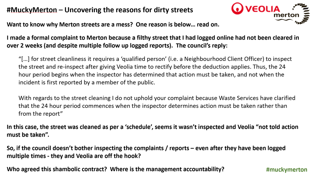 MertonIssues's tweet image. Why are @Merton_Council streets so dirty?

Why doesnt @VeoliaUK deliver on so many contractual requirements?

Why is there no accountability?

Here may be some answers...

What are your thoughts?

#muckymerton
