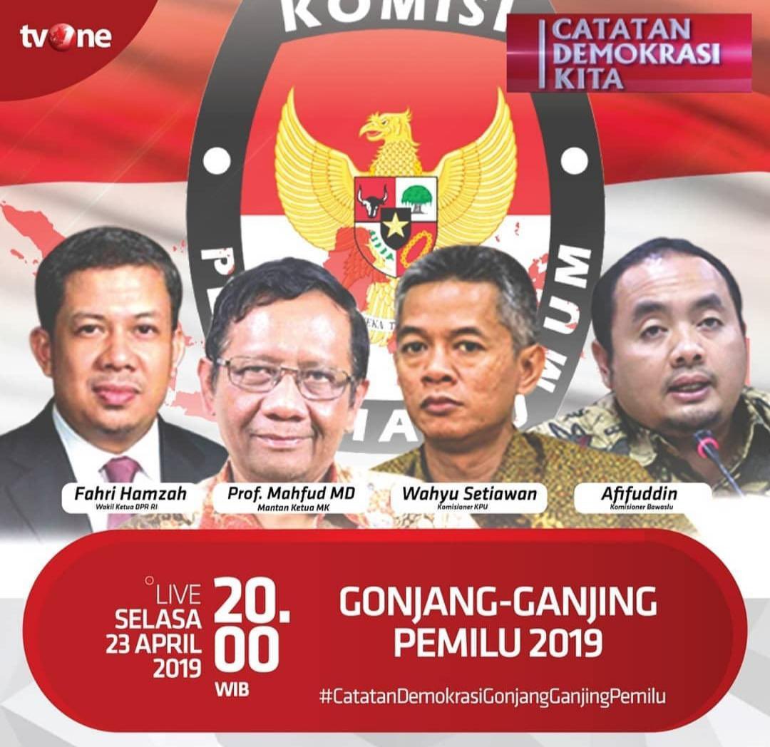 Fahrihamzah's tweet photo. Jangan lupa nanti kita ngobrol di ⁦@tvOneNews⁩ bersama ⁦@KPU_ID⁩ ⁦@bawaslu_RI⁩ dan prof ⁦@mohmahfudmd⁩ . Be There ya! Cc: bang ⁦⁦@karniilyas⁩ ⁦@andriybima⁩ https://t.co/3TJtDaFwSv
