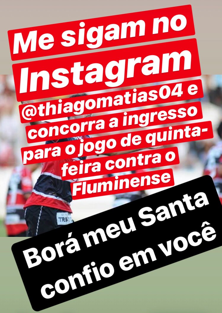 tmatias04's tweet photo. Sorteio vai ser na quarta feira para vc ganhar tem que estar SEGUINDO o xerifão pelo Instagram @thiagomatias04 e curtir essa postagem tenho 5 ingressos e serão 5 sorteios para assistir essa decisão para nós atrás da barra #tm04 #xerifãodonordeste #santacruz #sorteio https://t.co/mUYFenxhSZ