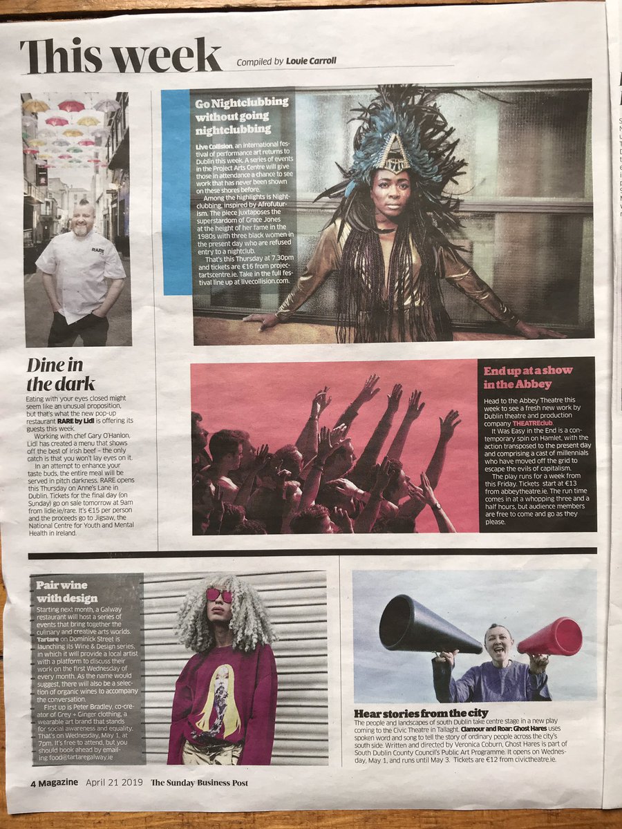 mccormack_c's tweet photo. #LiveCollision got a lovely mention in this weekend’s @SBPMagazine...
It’s almost time 🙌 Get yourself to @projectarts from Wed 24 until Saturday 27 April.
#weareliveart #LCIF2019 https://t.co/hLtr2QCA2P