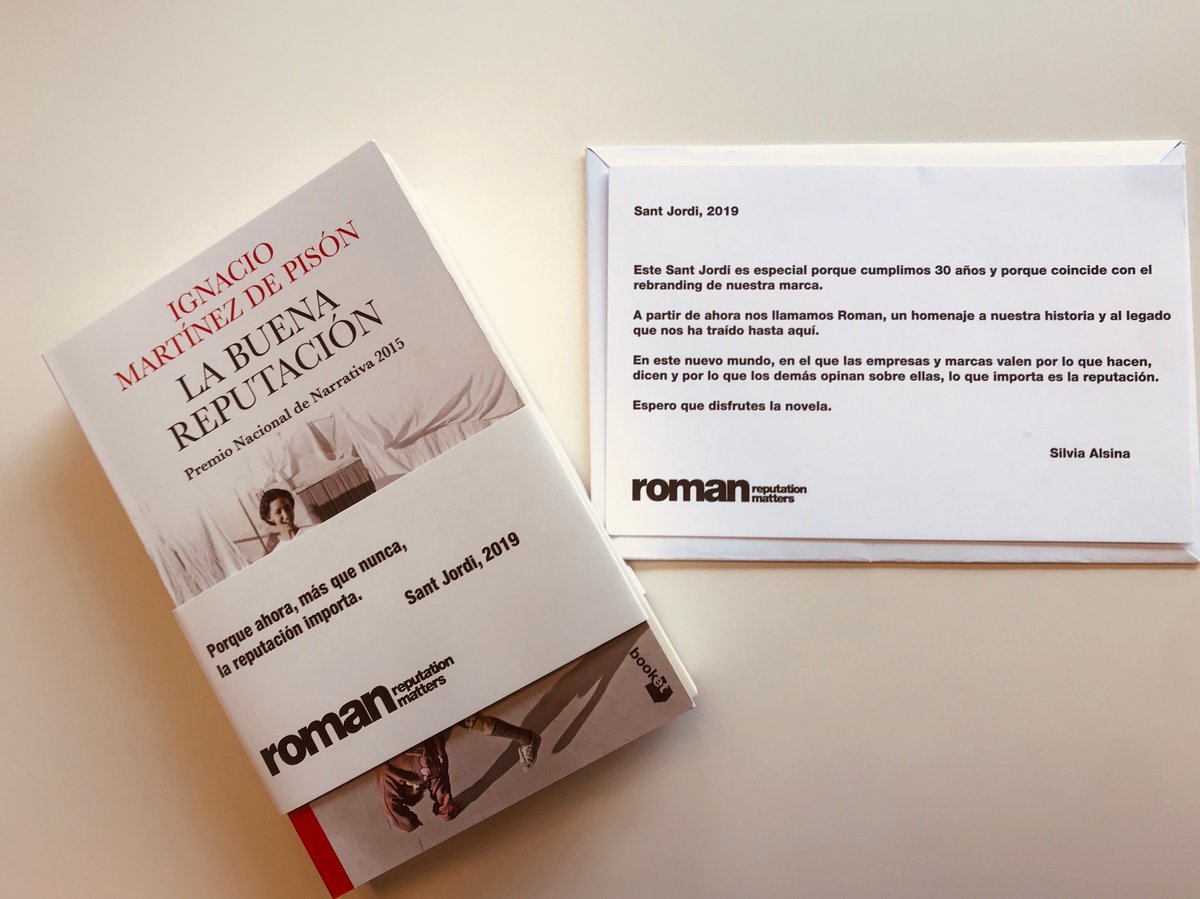 Felicidades <a href="/RomanReputation/">Roman</a> por cumplir 30 años, por el rebranding de Roman, por la Pascua y por celebrar Sant Jordi regalando #Labuenareputación de Ignacio Martínez de Pisón <a href="/Seix_Barral/">Seix Barral</a> A seguir! #ReputationMatters