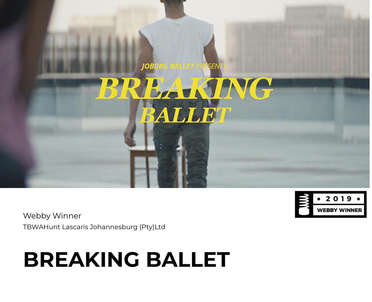 SbuDaBuddist's tweet photo. WHAT AN AMAZING FEELING! This is a dream come true! Thank you @KABZA this is a major major achievement! #BreakingBallet won #TheWebbyAwards cc @TBWAHunts 🇿🇦😭 https://t.co/K6f2XQxPHb