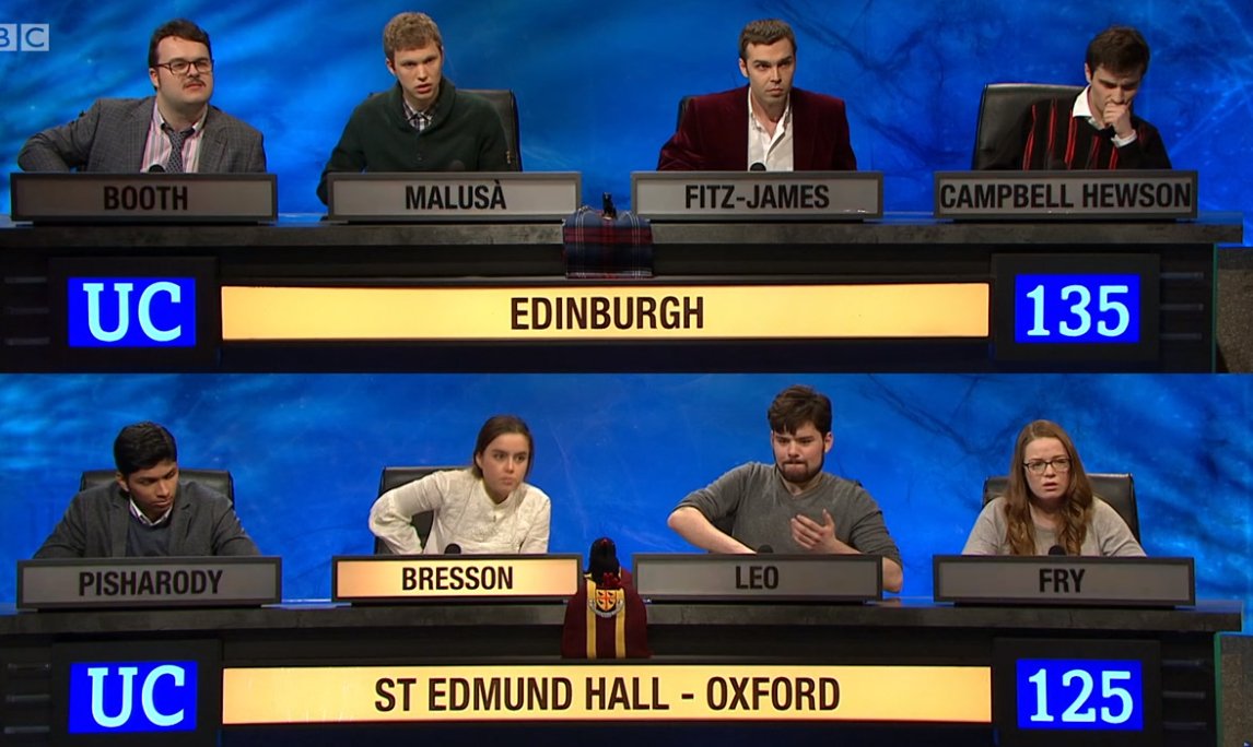 Edinburgh vs. St Edmund Hall in the final of University Challenge 2019