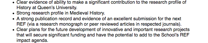 Job Alert! 18-month fixed-term Medieval History job at QUB! Exciting selection criteria. Do you fancy being hired for your juicy REF submission and then fired? If so, this could be the opportunity you've been waiting for. Apply now!!

jobs.ac.uk/job/BRR300/lec…