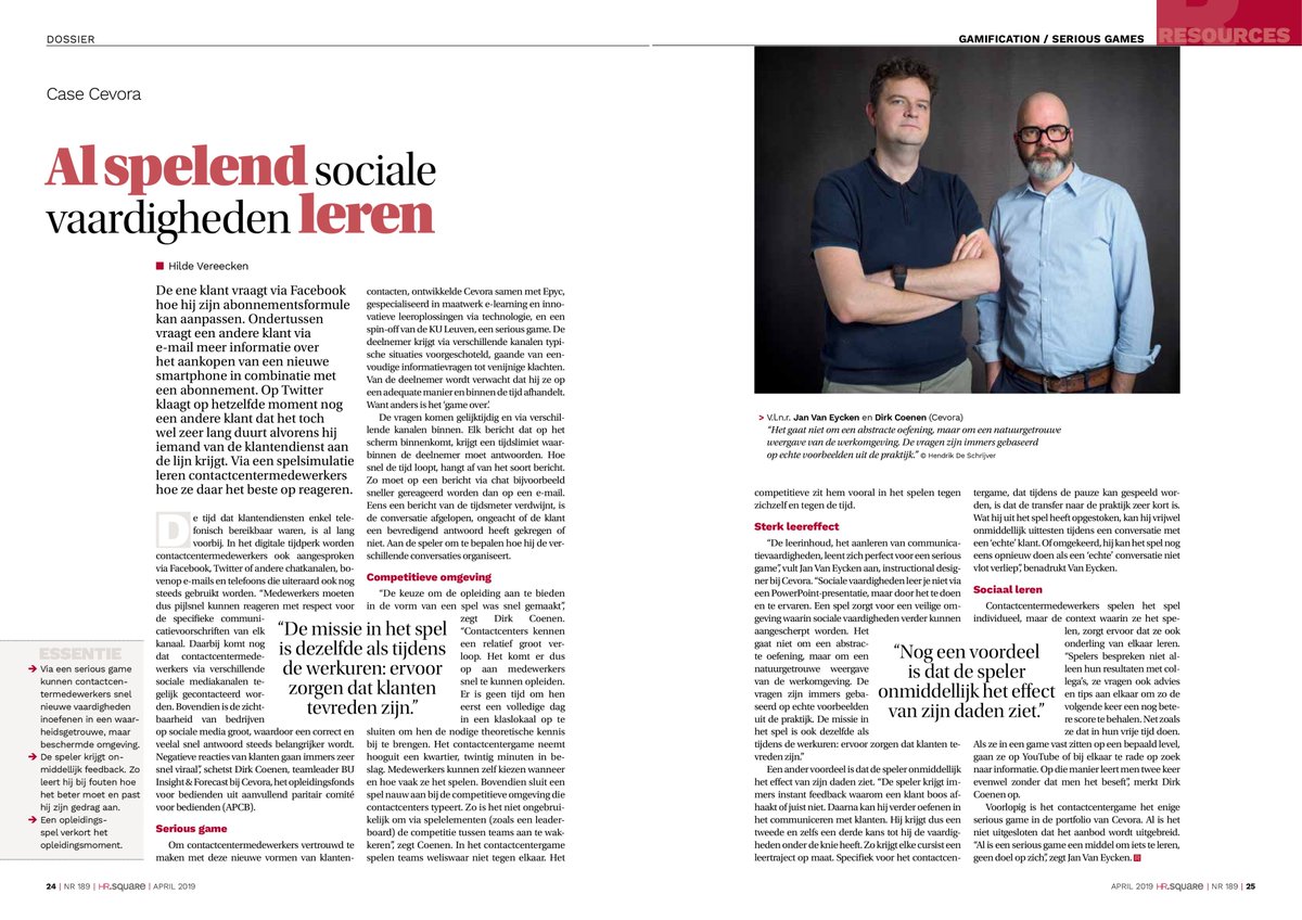 Mis het artikel over Cevora niet in het recentste nummer van <a href="/HR_Square/">HR Square</a>!
Ontdek hoe wij innoveren in #opleiding met  #SeriousGames.